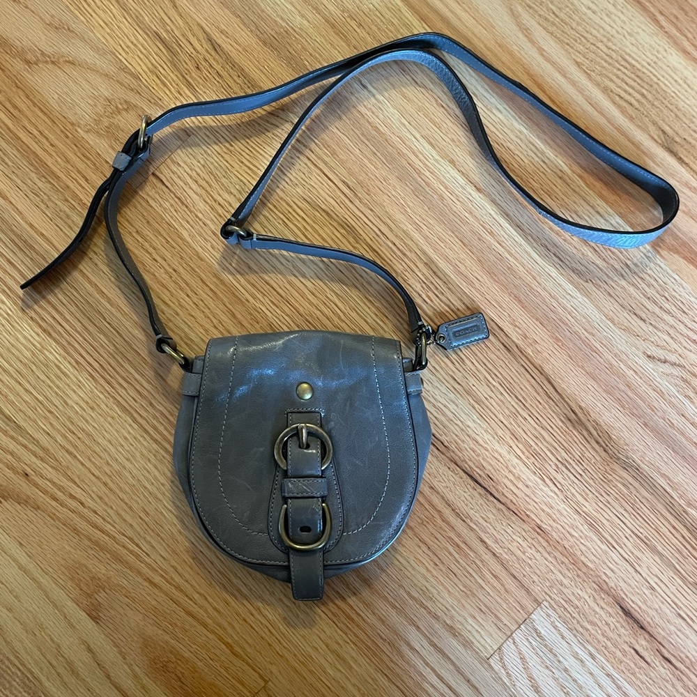 Coach Gray Leather Mini Crossbody Adjustable Purse